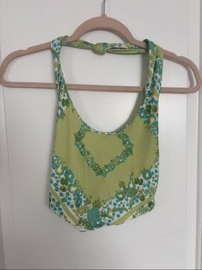 Urban Outfitters Lime Green Printed Halter Camisole